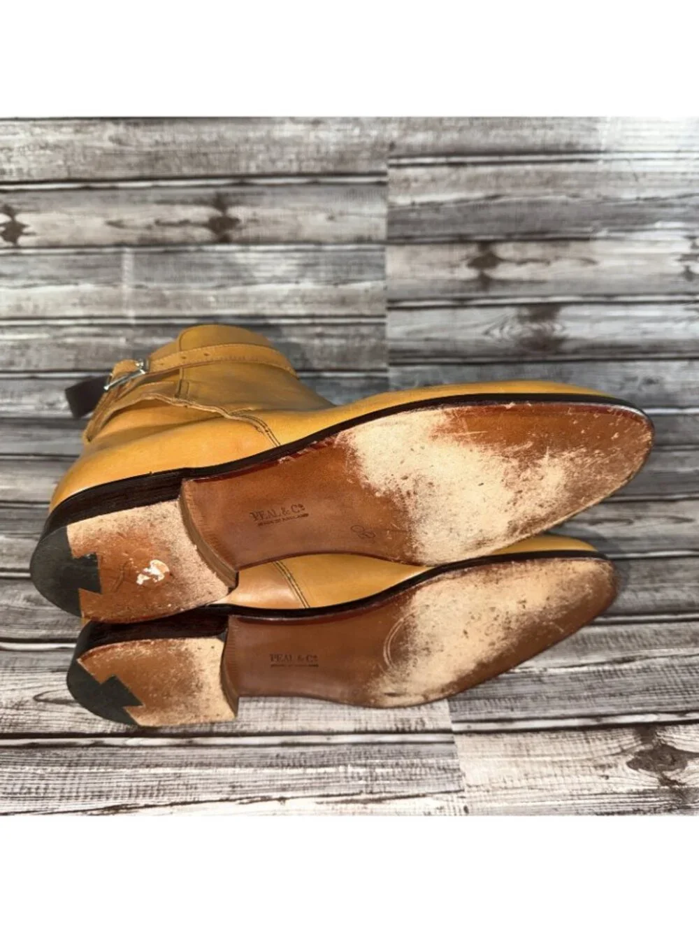 PEAL & CO x Brooks Brothers Ankle Monk Strap Leather Boots Size 9.5 Color Brown